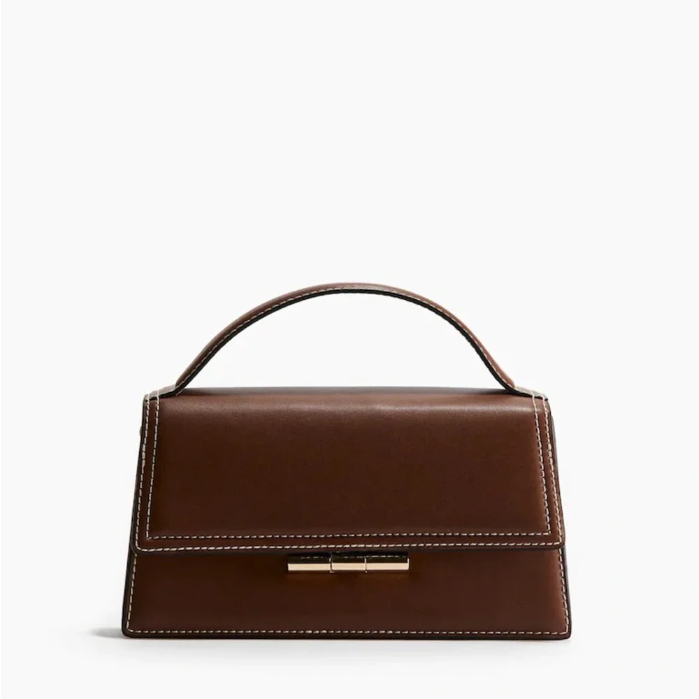 Fall Faux Leather Brown Top Handle Bag - Picture 1 of 9